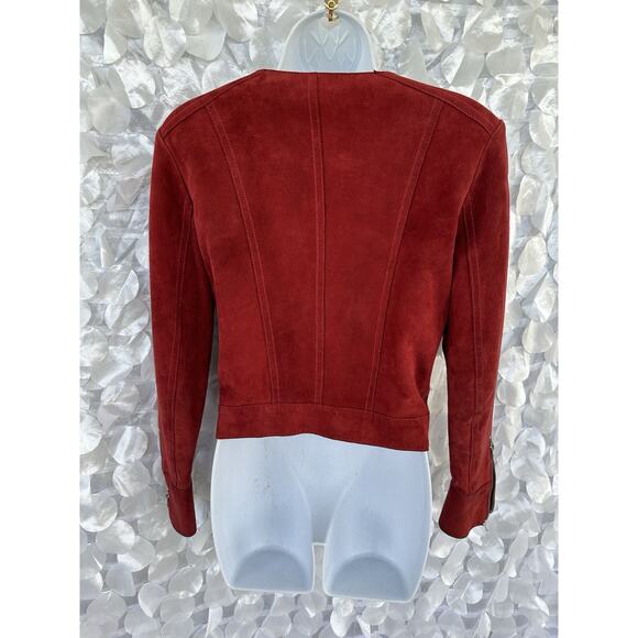 IRO Merlot RED LAMBSKIN Suede JACKET BIKER SIZE 36 US 2 RETAIL $1100.00 - Picture 7 of 13